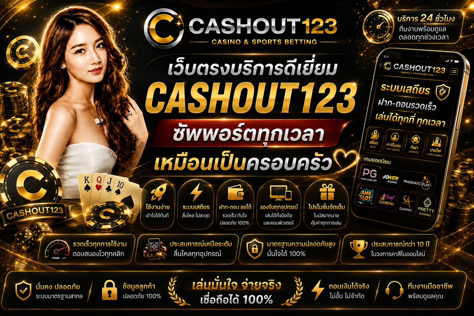 เว็บตรงบริการดีเยี่ยม cashout123 ซัพพอร์ตทุกเวลา เหมือนเป็นครอบครัว
